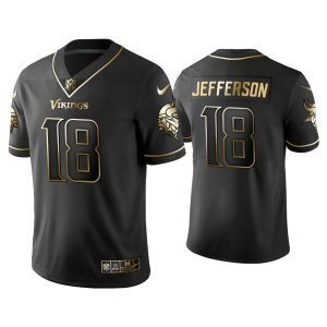 Men Golden Edition Vapor Limited Vikings Justin Jefferson Black Jersey