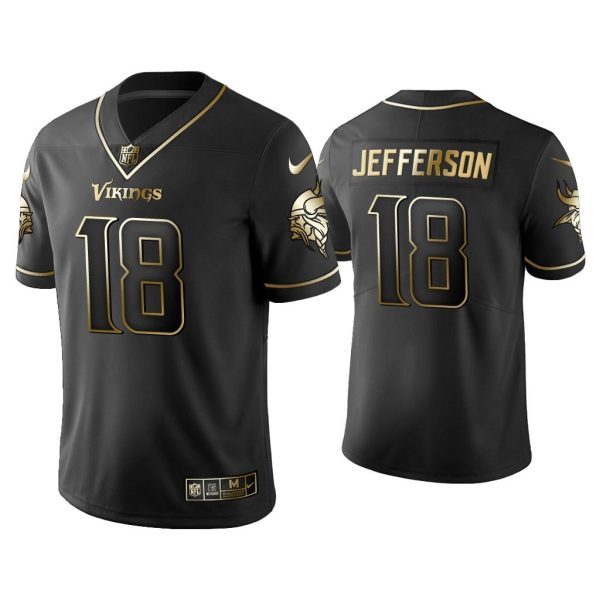 Men Golden Edition Vapor Limited Vikings Justin Jefferson Black Jersey