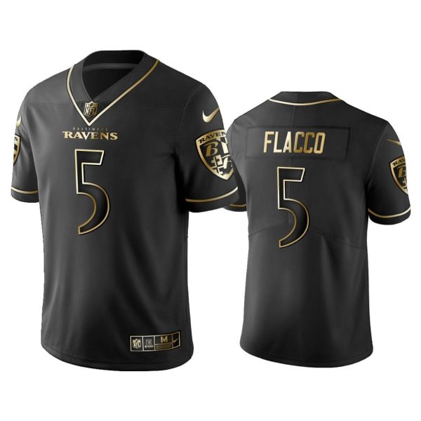 Men Golden Edition Vapor Untouchable Limited Baltimore Ravens #5 Joe Flacco Black Jersey