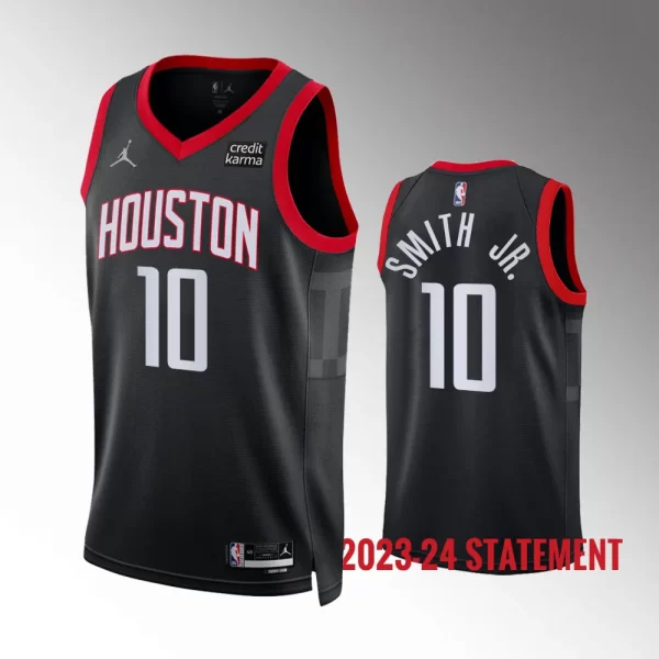 Men Houston Rockets #10 Statement Edition Black 2023-24 Jabari Smith Jr. Jersey Swingman