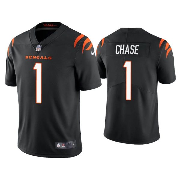Men Ja'Marr Chase Cincinnati Bengals Black 2021 NFL Draft Vapor Limited Jersey