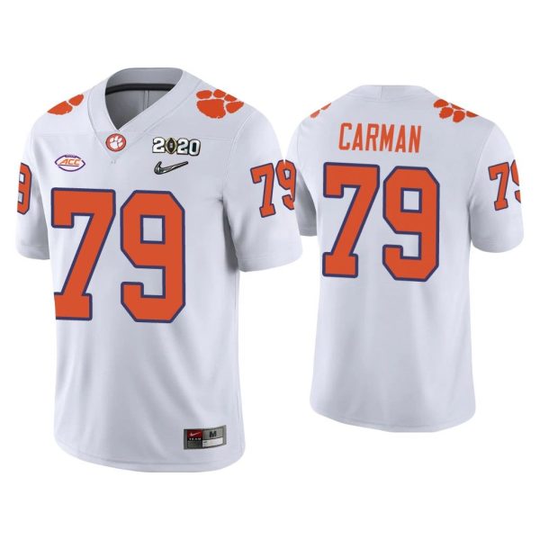 Men Jackson Carman Clemson Tigers White College Football Playoff Game Jersey