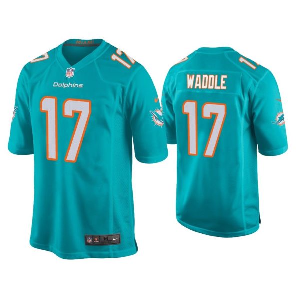 Men Jaylen Waddle Miami Dolphins Aqua 2021 NFL Draft Game Jersey