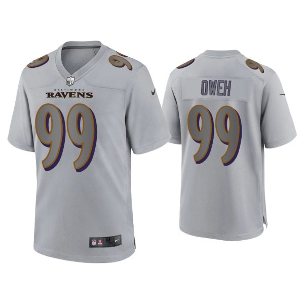 Men Jayson Oweh Baltimore Ravens Gray Atmosphere Fashion Game Jersey