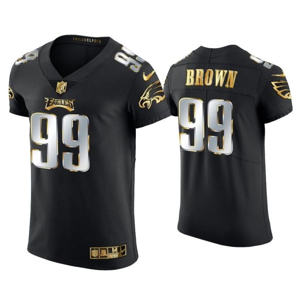 Men Jerome Brown Philadelphia Eagles Black Golden Edition Elite Jersey
