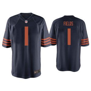 Men Justin Fields Chicago Bears Navy Throwback Game Jersey
