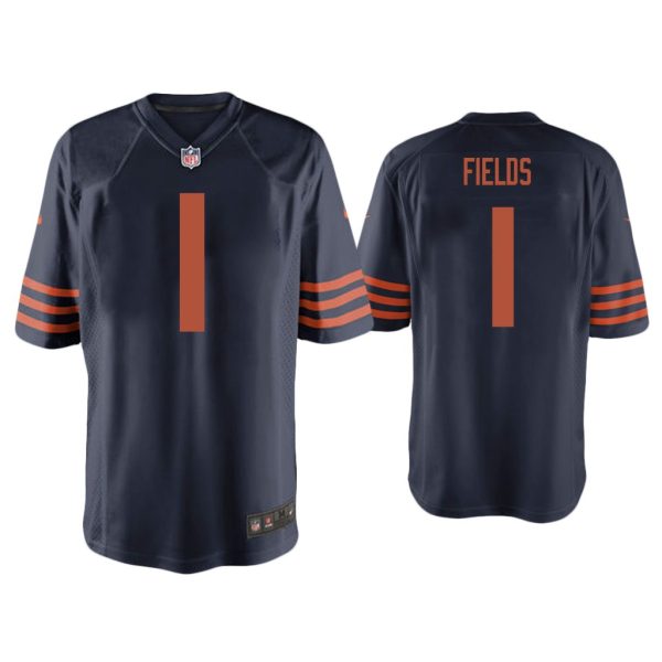Men Justin Fields Chicago Bears Navy Throwback Game Jersey