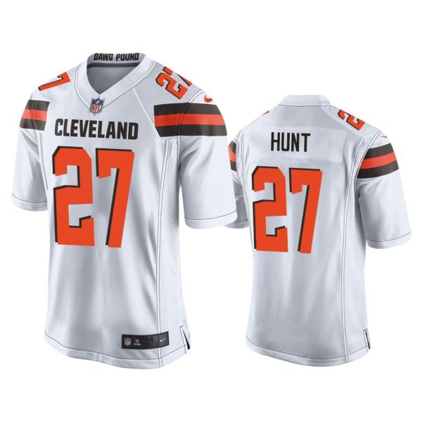 Men Kareem Hunt #27 Cleveland Browns White Game Jersey