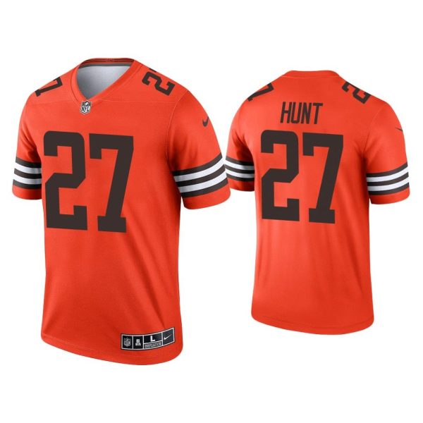 Men Kareem Hunt Cleveland Browns Orange Inverted Legend Jersey