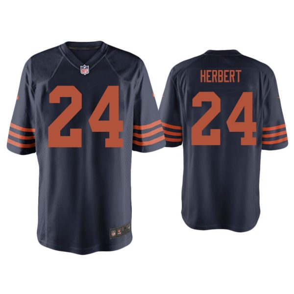 Men Khalil Herbert Chicago Bears Navy Throwback Game Jersey