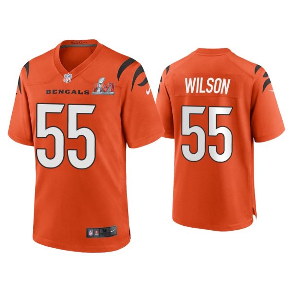 Men Logan Wilson Cincinnati Bengals Super Bowl LVI Orange Game Jersey