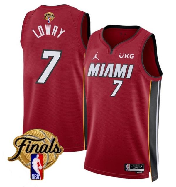 Men Miami Heat #7 Kyle Lowry Red 2023 Finals Statement Edition Stitched Basketball Jersey