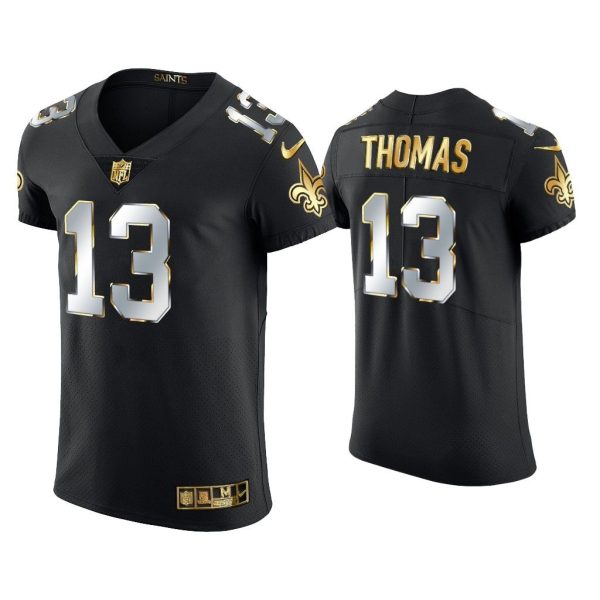 Men Michael Thomas New Orleans Saints Black Golden Edition Elite Jersey