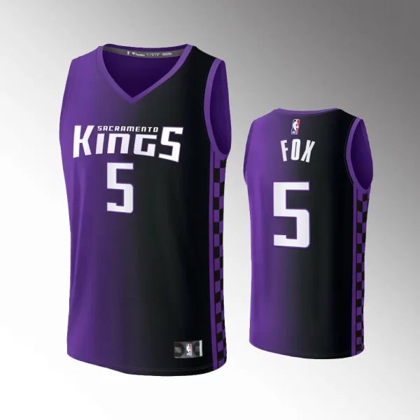 Men Sacramento Kings #5 Statement Edition Purple 2023-24 De'Aaron Fox Jersey Fastbreak Replica