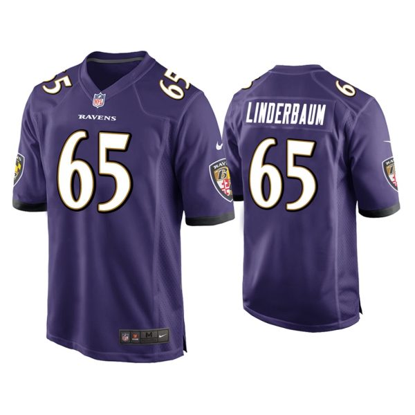 Men Tyler Linderbaum Baltimore Ravens Purple 2022 NFL Draft Game Jersey