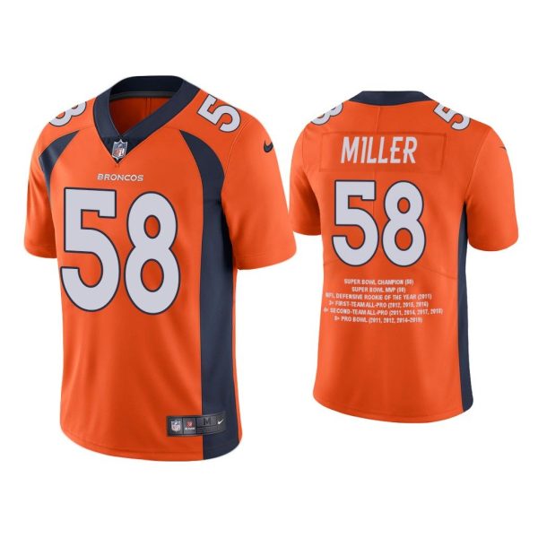 Men Von Miller Denver Broncos Orange Career Highlight Limited Edition Jersey