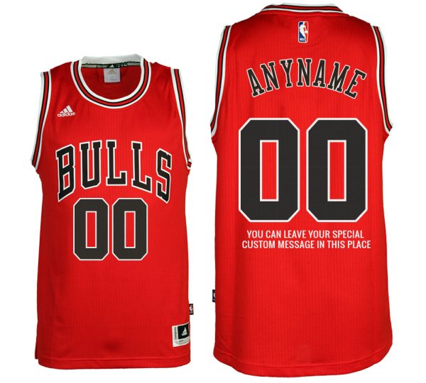 Mens Chicago Bulls Road Red Custom Message Jersey