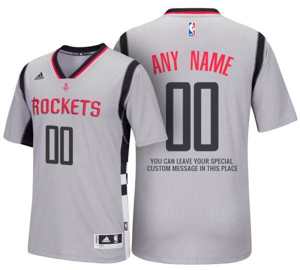 Mens Houston Rockets Alternate Gray Custom Message Jersey