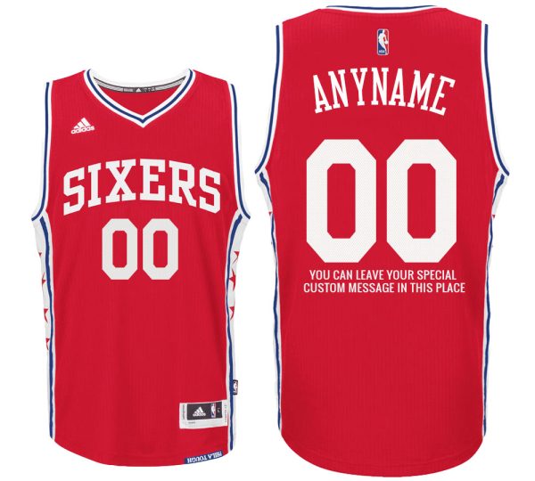 Mens Philadelphia 76ers Road Red Custom Message Jersey