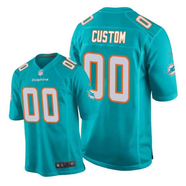 Miami Dolphins #00 Aqua Men Custom Game Jersey