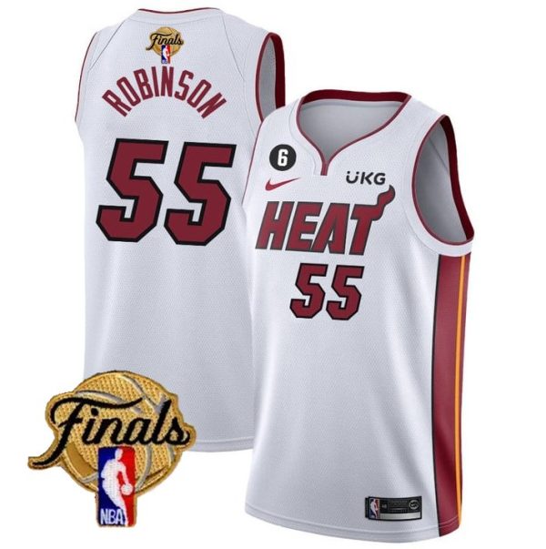 Miami Heat #55 Duncan Robinson White 2023 Finals Association Edition With NO.6 Patch Stitched Jersey