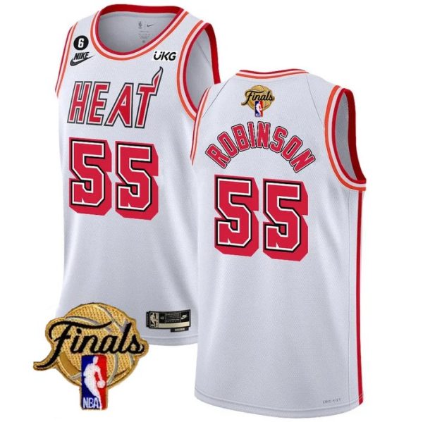 Miami Heat #55 Duncan Robinson White 2023 Finals Classic Edition With NO.6 Patch Stitched Jersey