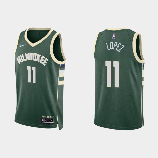 Milwaukee Bucks #11 Brook Lopez Icon Edition Hunter Green 2022-23 Jersey