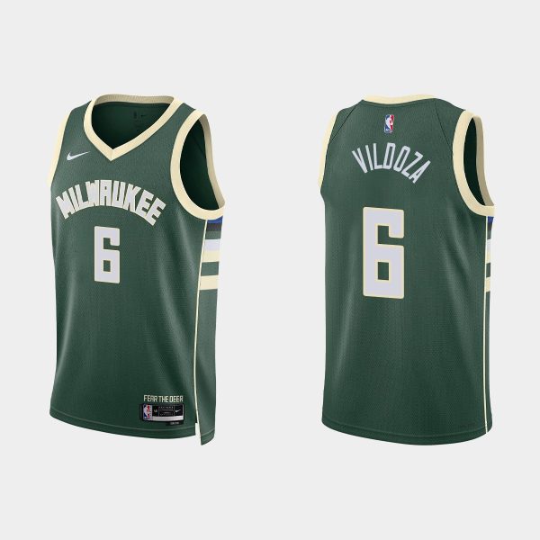 Milwaukee Bucks #6 Luca Vildoza Icon Edition Hunter Green 2022-23 Jersey