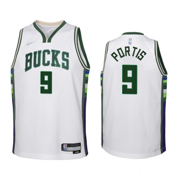 Milwaukee Bucks Bobby Portis City Edition White Youth Jersey NBA 75th Season #9
