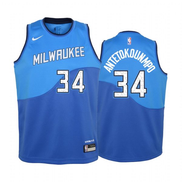 Milwaukee Bucks Giannis Antetokounmpo 2020-21 City Green Youth Jersey -