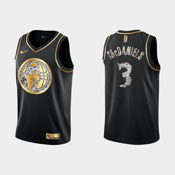 Minnesota Timberwolves 2022 NBA Playoffs Jaden McDaniels #3 Diamond Edition Retro Logo Black Jersey