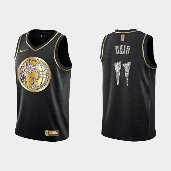 Minnesota Timberwolves 2022 NBA Playoffs Naz Reid #11 Diamond Edition Retro Logo Black Jersey