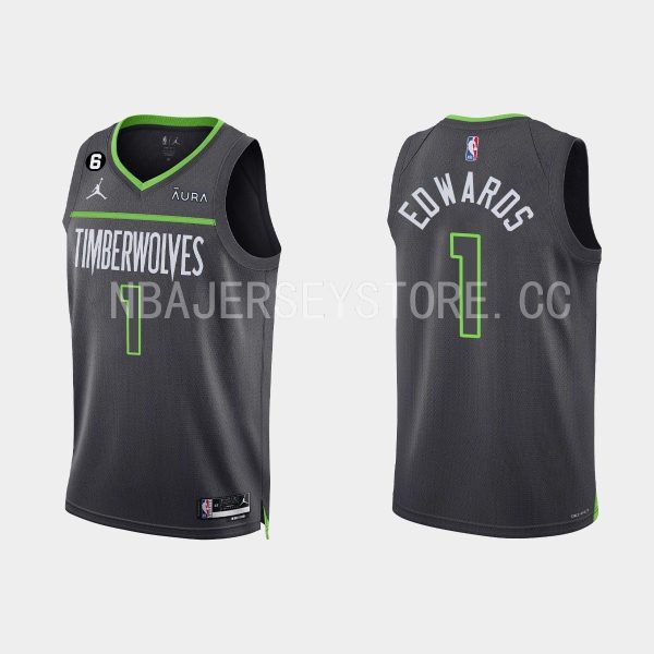 Minnesota Timberwolves Anthony Edwards #1 Black 2022-23 Statement Edition Jersey