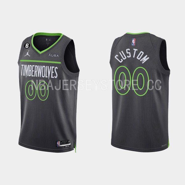 Minnesota Timberwolves Custom #00 Black 2022-23 Statement Edition Jersey