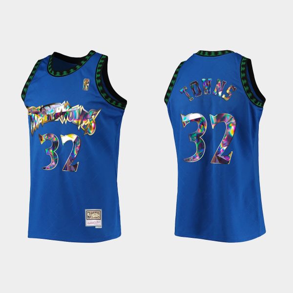 Minnesota Timberwolves Retro Karl-Anthony Towns #32 Diamond Edition 75th Royal Jersey