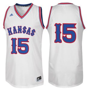 NCAA Kansas Jayhawks #15 White Throwback Point Guard Basketball Jersey