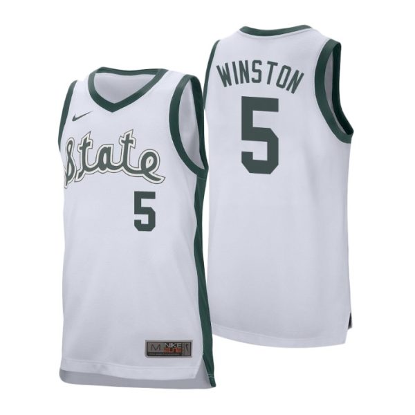 NCAA Michigan State Spartans #5 Cassius Winston White Retro Basketball Jersey