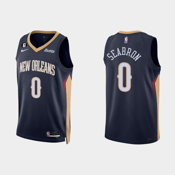 New Orleans Pelicans #0 Dereon Seabron Icon Edition Navy 2022-23 Jersey