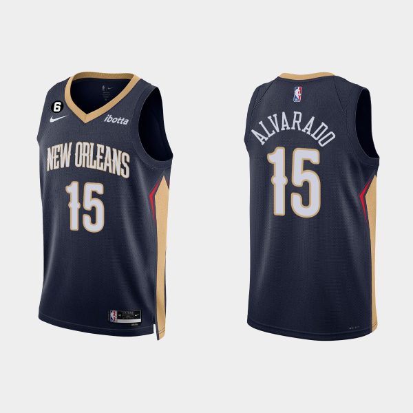 New Orleans Pelicans #15 Jose Alvarado Icon Edition Navy 2022-23 Jersey