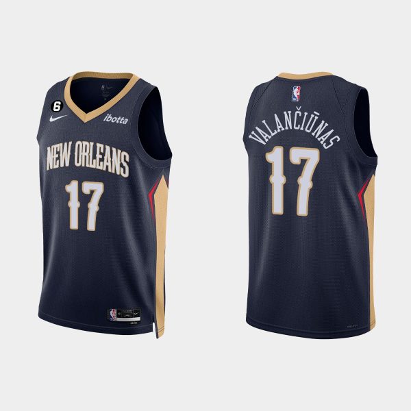 New Orleans Pelicans #17 Jonas Valanciunas Icon Edition Navy 2022-23 Jersey