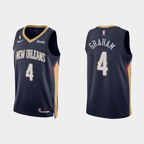 New Orleans Pelicans #4 Devonte' Graham Icon Edition Navy 2022-23 Jersey