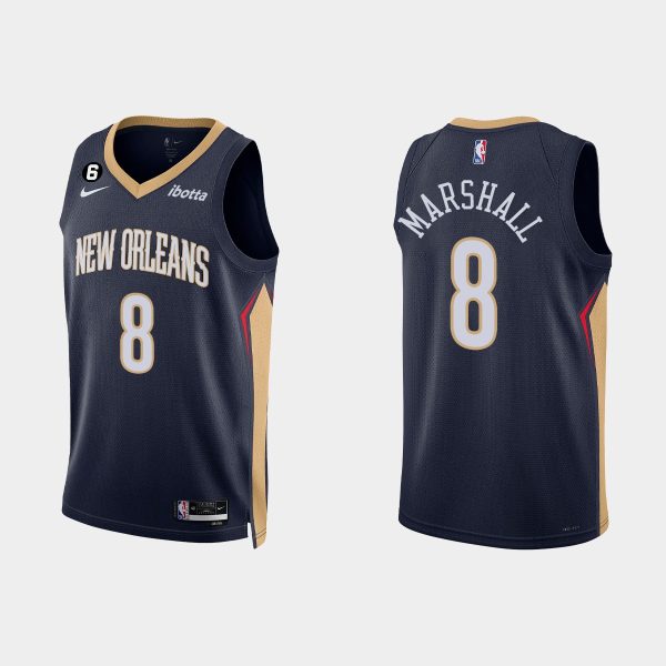New Orleans Pelicans #8 Naji Marshall Icon Edition Navy 2022-23 Jersey