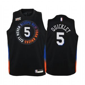 New York Knicks Immanuel Quickley 2020-21 City Edition Black Youth Jersey #5