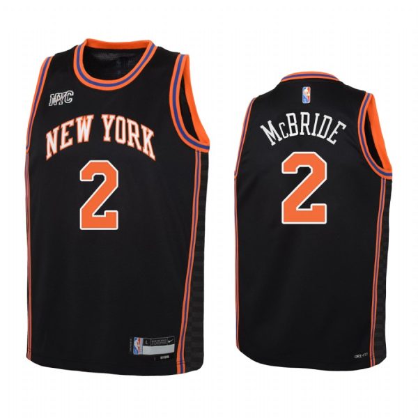 New York Knicks Miles McBride City Edition Black Youth Jersey NBA 75th Season #2
