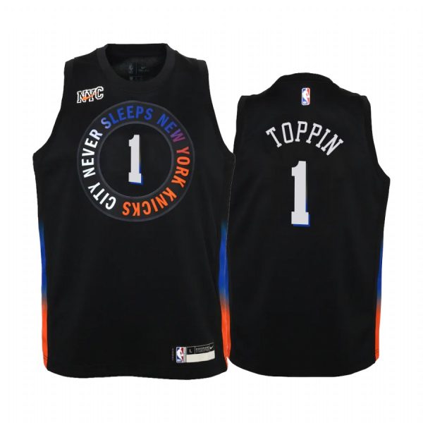 New York Knicks Obi Toppin 2020-21 City Edition Black Youth Jersey #1