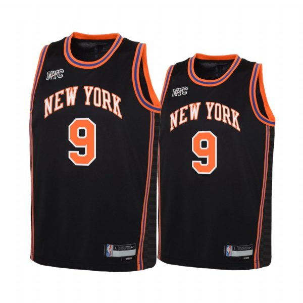 New York Knicks RJ Barrett City Edition Black Youth Jersey NBA 75th Season #9
