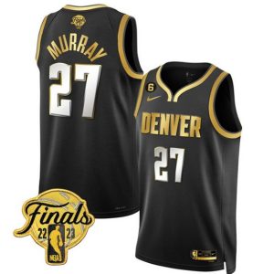 Nuggets #27 Jamal Murray Black Gold Edition 2023 Finals Collection With NO.6 Patch Stitched Jersey