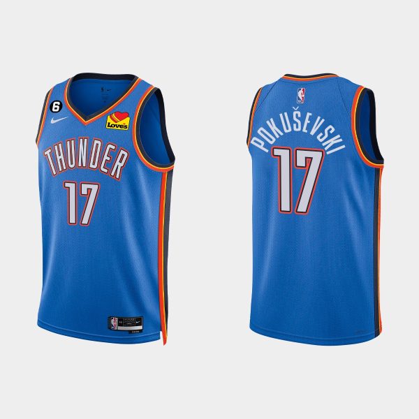 Oklahoma City Thunder #17 Aleksej Pokusevski Icon Edition White 2022-23 Jersey
