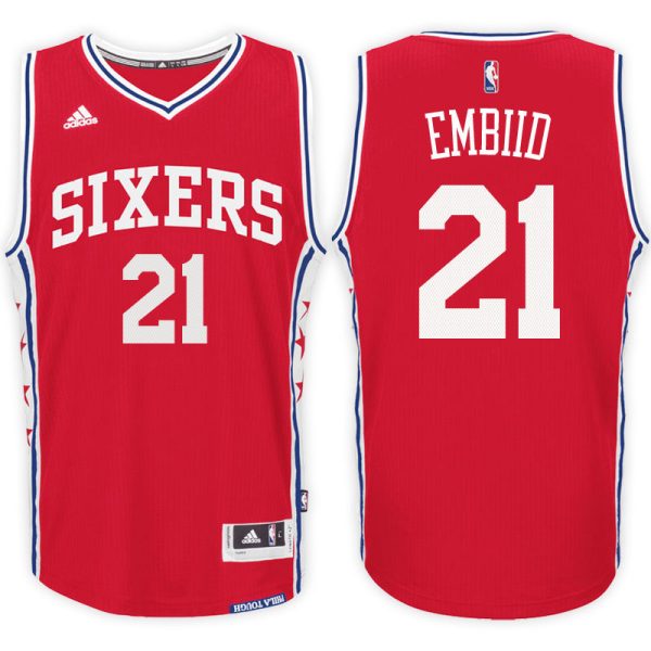 Philadelphia 76ers #21 Joel Embiid Alternate Red New Swingman Jersey