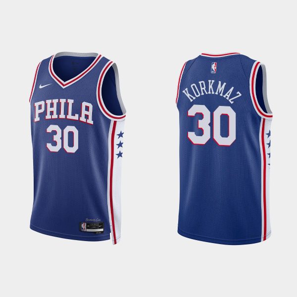 Philadelphia 76ers #30 Furkan Korkmaz Icon Edition Royal 2022-23 Jersey